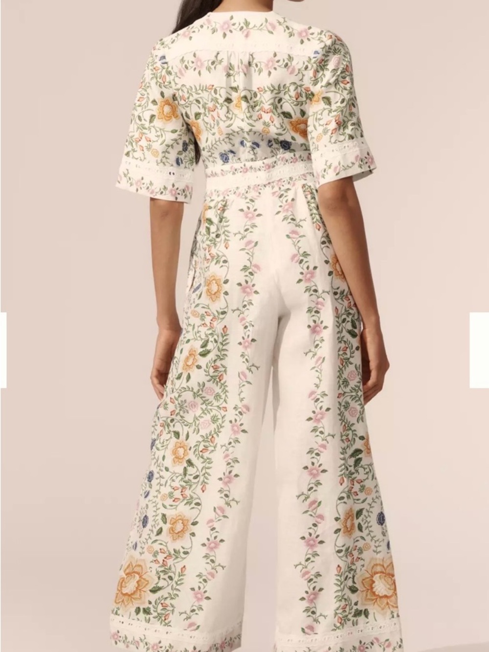 FARM Rio Folk Floral Off White Wide Leg Jumpsuit - Picture 9 of 9